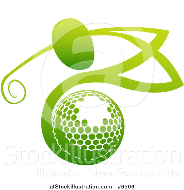 Vector Illustration of a Gradient Green Man Golfing over a Ball