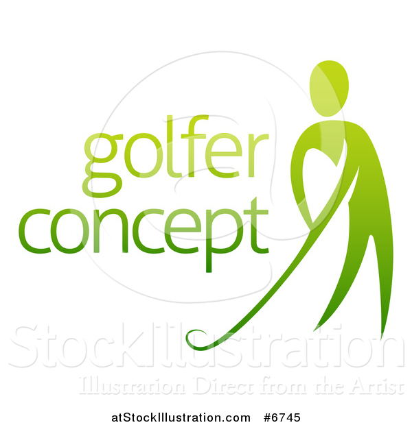 Vector Illustration of a Gradient Green Man Putting a Golf Club with Sample Text