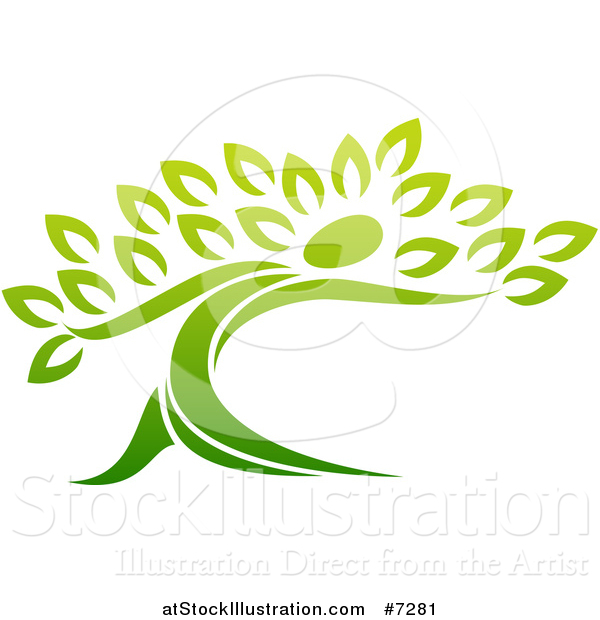 Vector Illustration of a Gradient Green Tree Man
