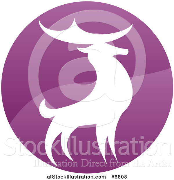 Vector Illustration of a Gradient Purple Deer Stag Circle