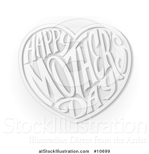 Vector Illustration of a Grayscale Love Heart with Happy Mothers Day Text Inside