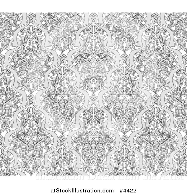 Vector Illustration of a Grayscale Seamless Art Nouveau Vintage Pattern