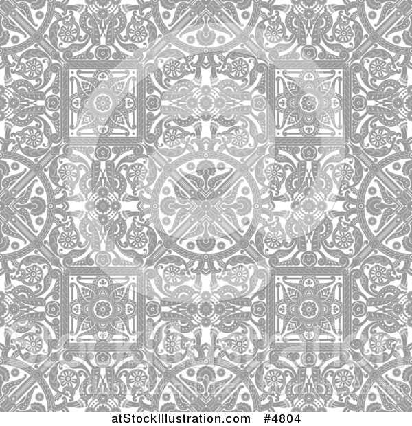 Vector Illustration of a Grayscale Seamless Intricate Middle Eastern Motif Background Pattern
