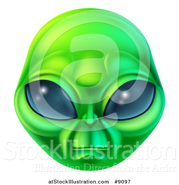 Vector Illustration of a Green Alien Face