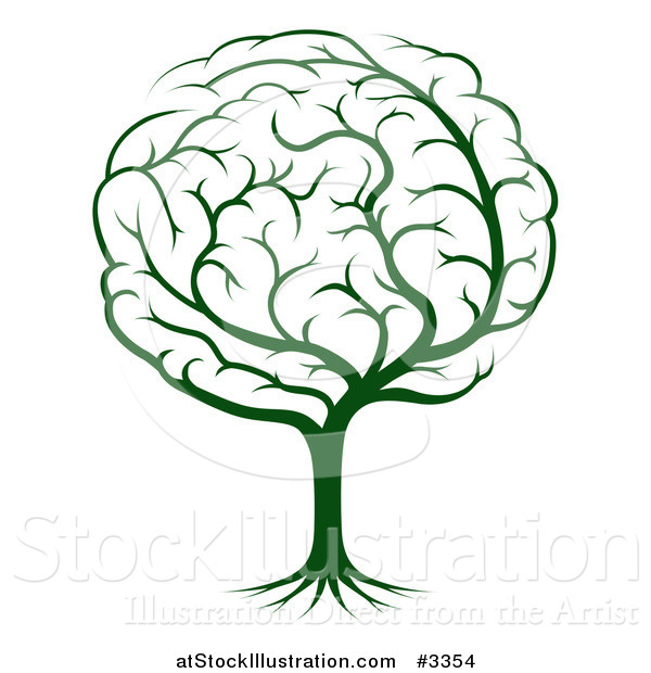 Vector Illustration of a Green Brain Tree