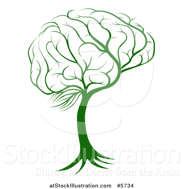 Vector Illustration of a Green Brain Tree
