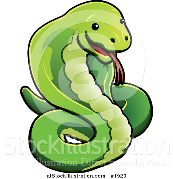Vector Illustration of a Green Cobra Snake