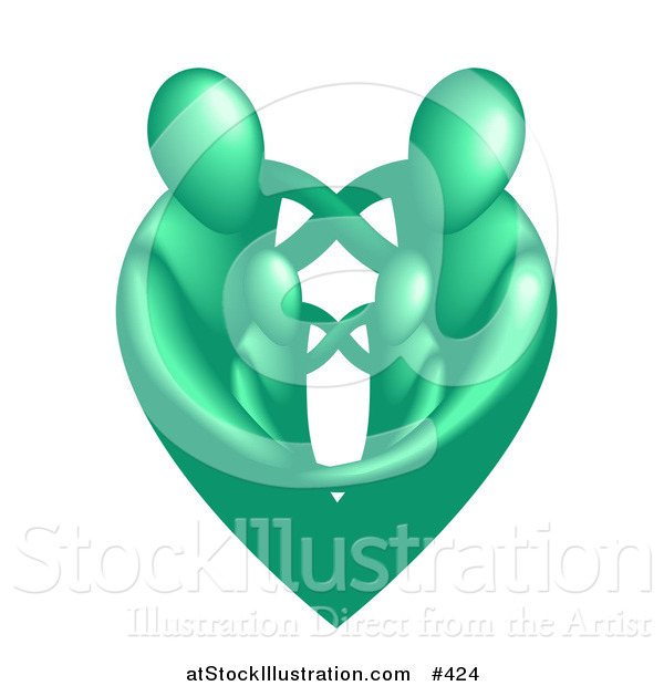 Vector Illustration of a Green Heart Family