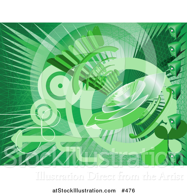 Vector Illustration of a Green Internet Background with a Loud Speaker
