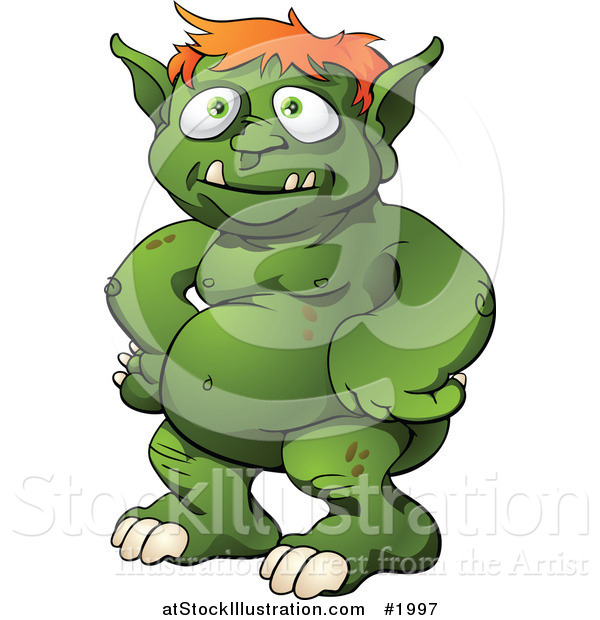 Vector Illustration of a Green Male Monster