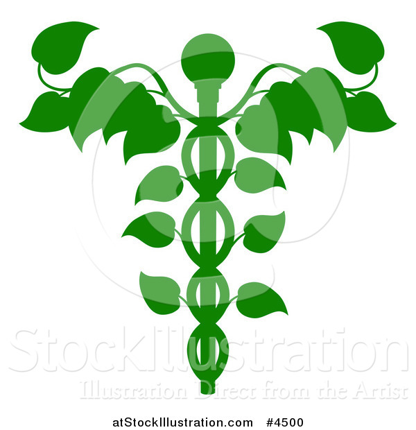 Vector Illustration of a Green Medical Dna Caduceus Plant