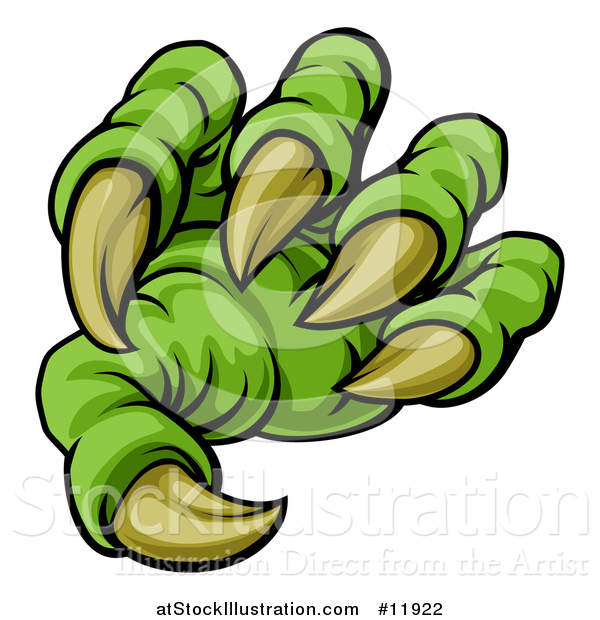 Vector Illustration of a Green Monster Claw with Sharp Talons