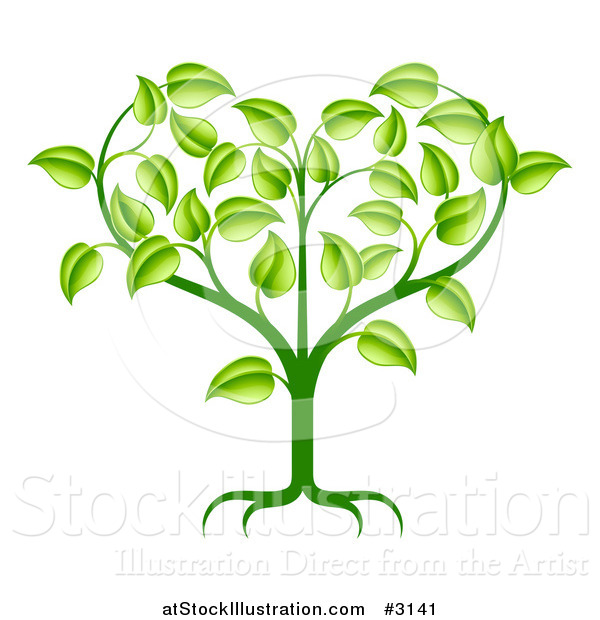 Vector Illustration of a Green Seedling Plant with Foliage Forming a Heart