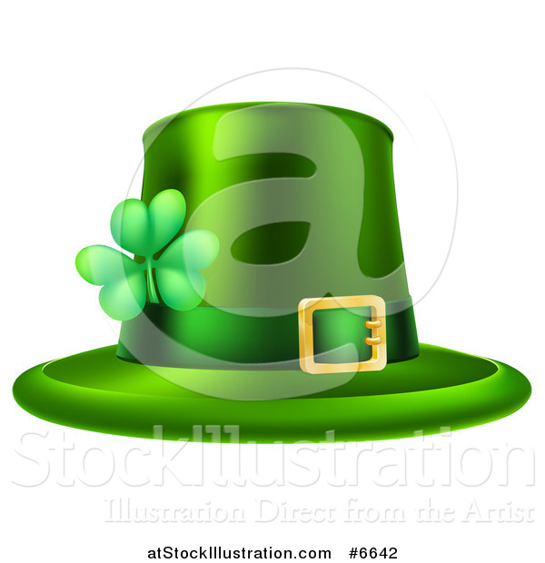 Vector Illustration of a Green St Patricks Day Leprechaun Hat with a Shamrock