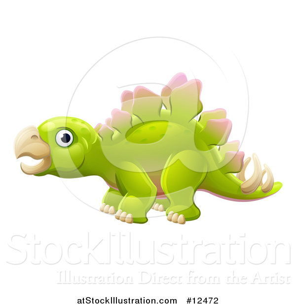 Vector Illustration of a Green Stegosaur Dinosaur