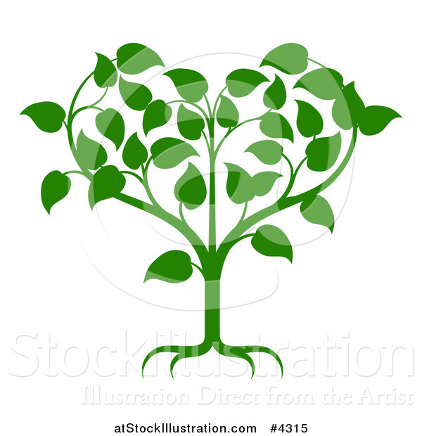 Vector Illustration of a Green Tree Forming a Heart