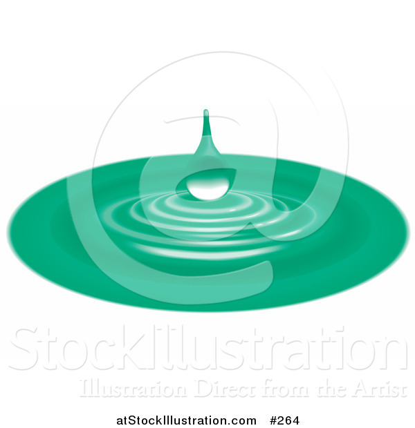 Vector Illustration of a Green Waterdrop and Ripples