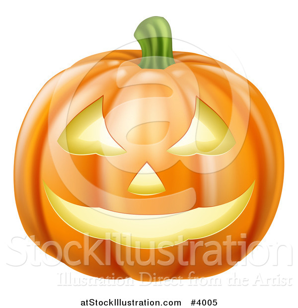 Vector Illustration of a Grinning Carved Halloween Pumpkin