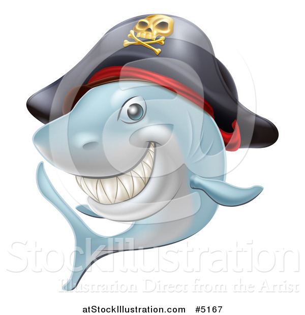 Vector Illustration of a Grinning Pirate Shark