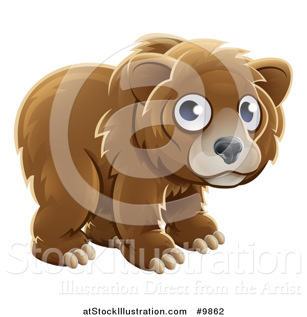 Vector Illustration of a Grizzly Bear Cub