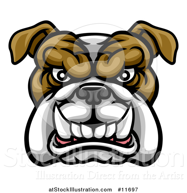 Vector Illustration of a Growling Aggressive Bulldog Mascot Face