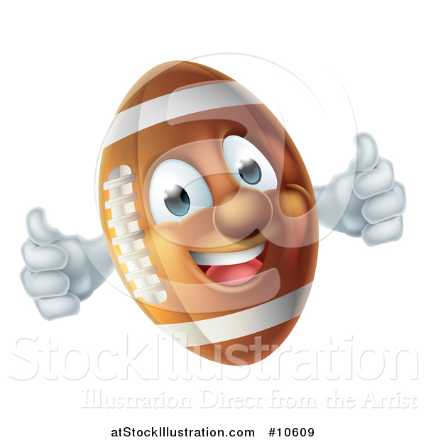 Vector Illustration of a Happy American Football Character Mascot Giving Two Thumbs up