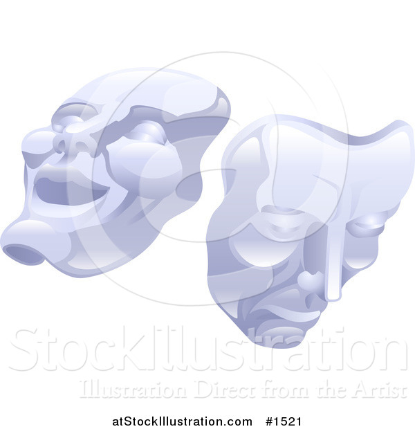 Vector Illustration of a Happy and Sad Drama Masks