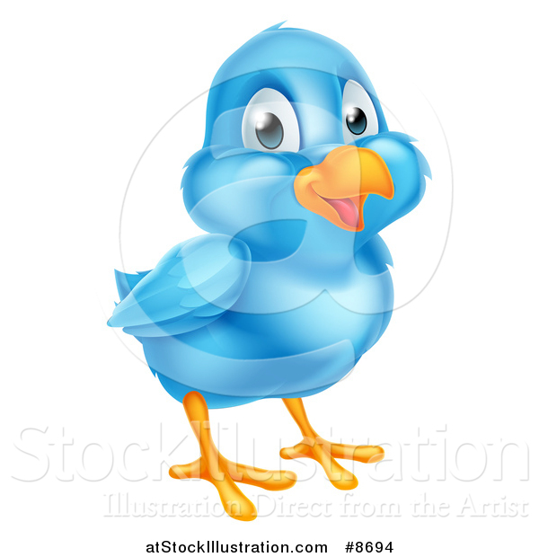 Vector Illustration of a Happy Blue Bird