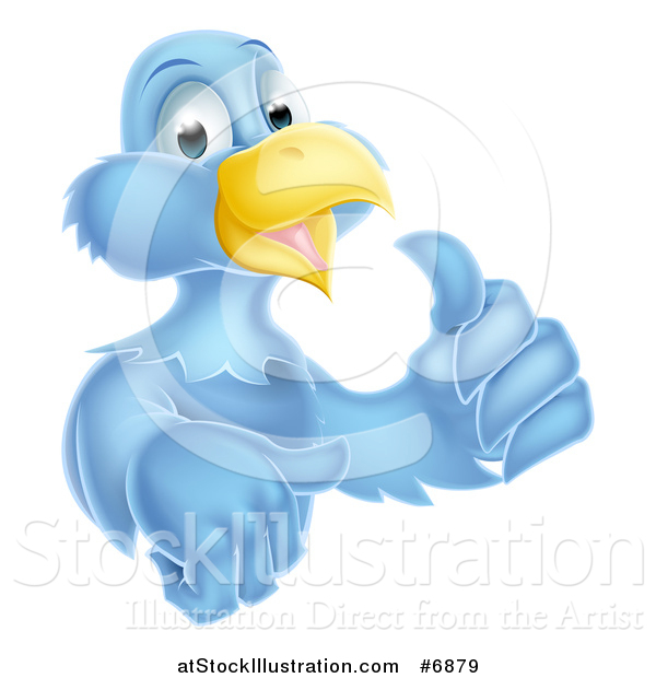 Vector Illustration of a Happy Blue Bird Character Giving a Thumb up