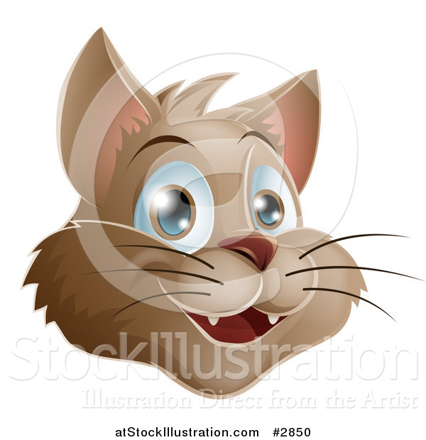 Vector Illustration of a Happy Brown Cat Face