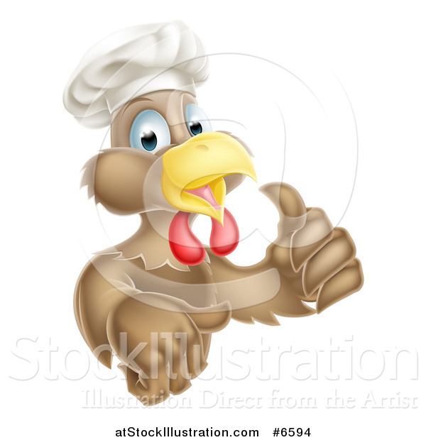 Vector Illustration of a Happy Brown Chef Chicken Giving a Thumb up