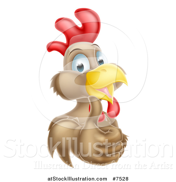 Vector Illustration of a Happy Brown Chicken or Rooster Giving a Thumb up