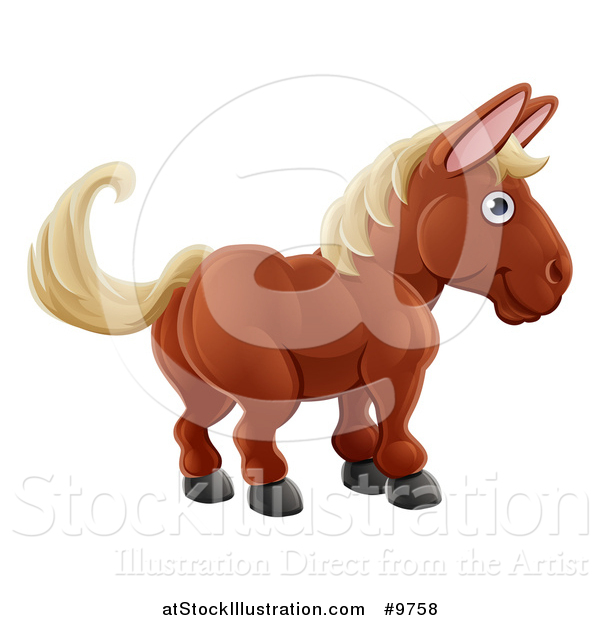 Vector Illustration of a Happy Brown Horse