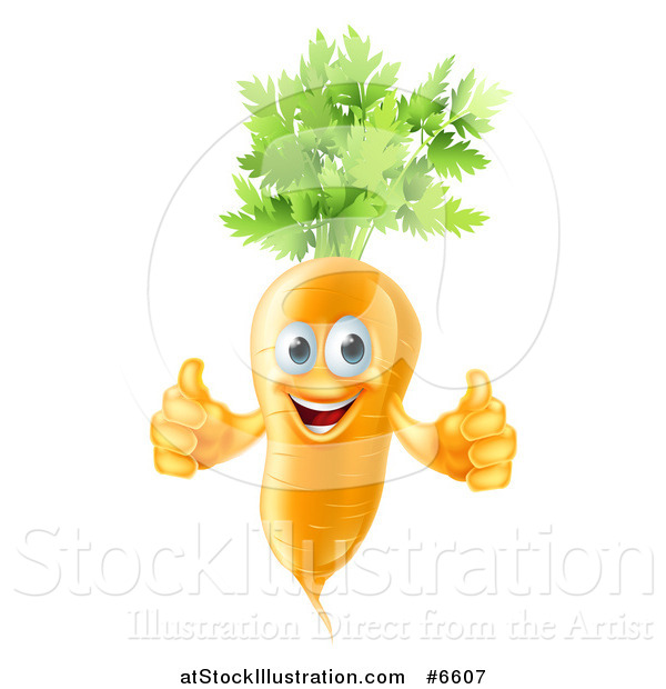 Vector Illustration of a Happy Carrot Vegetable Character Giving Two Thumbs up