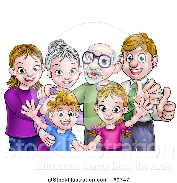 Vector Illustration of a Happy Caucasian Family Posing Together