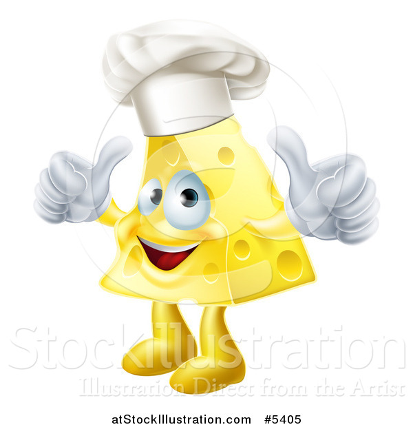 Vector Illustration of a Happy Cheese Chef Holding Two Thumbs up