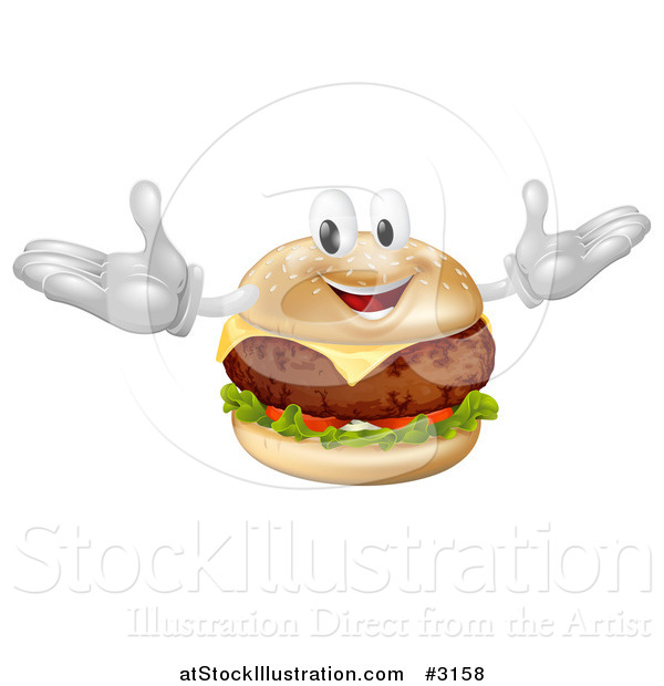 Vector Illustration of a Happy Cheeseburger Mascot