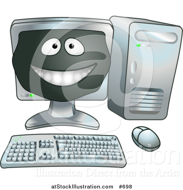 Vector Illustration of a Happy Computer Character