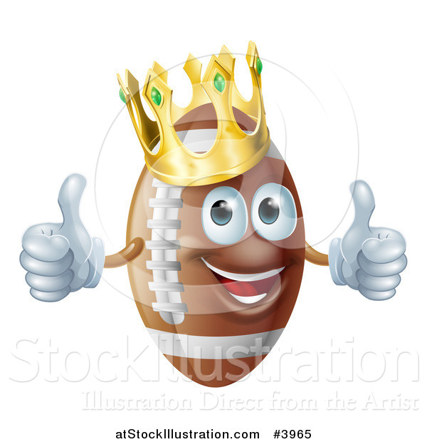 Vector Illustration of a Happy Crowned Football Mascot Holding Two Thumbs up