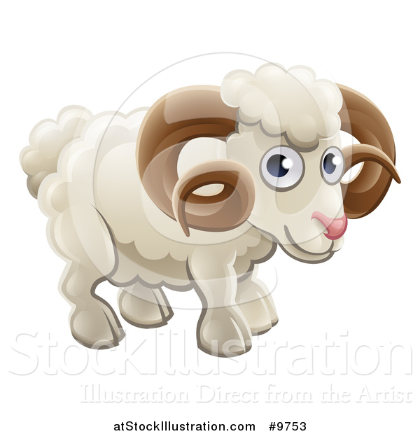 Vector Illustration of a Happy Cute Ram