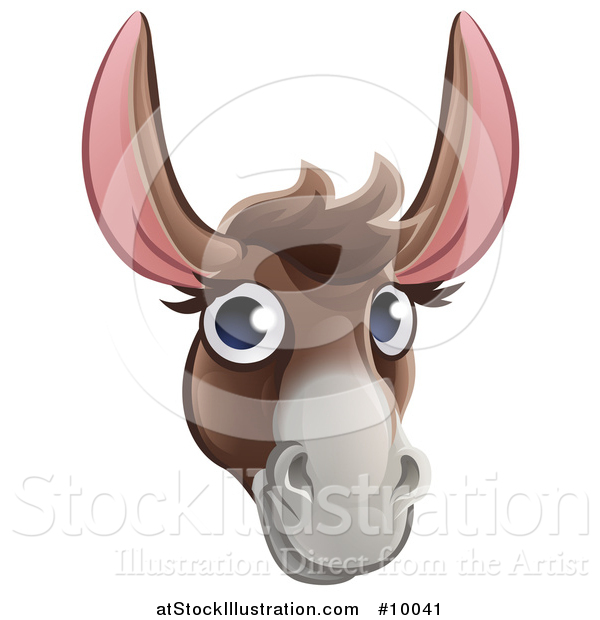 Vector Illustration of a Happy Donkey Face Avatar