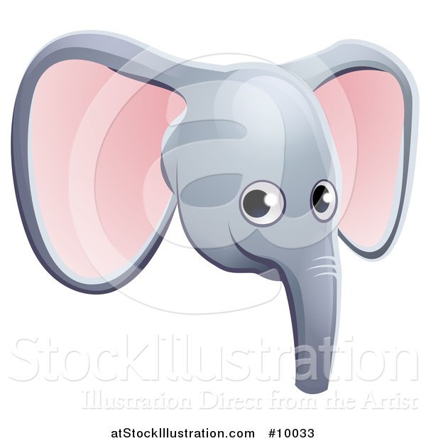 Vector Illustration of a Happy Elephant Face Avatar