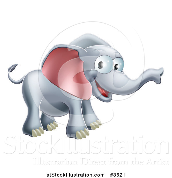 Vector Illustration of a Happy Elephant with a Smile