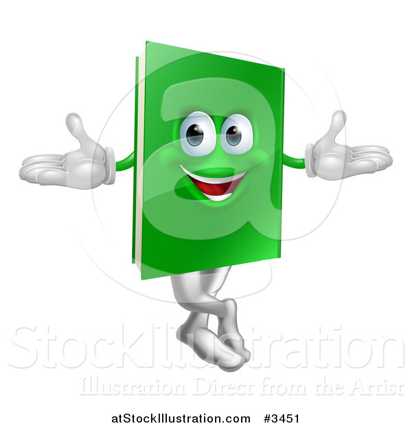 Vector Illustration of a Happy Green Book Mascot