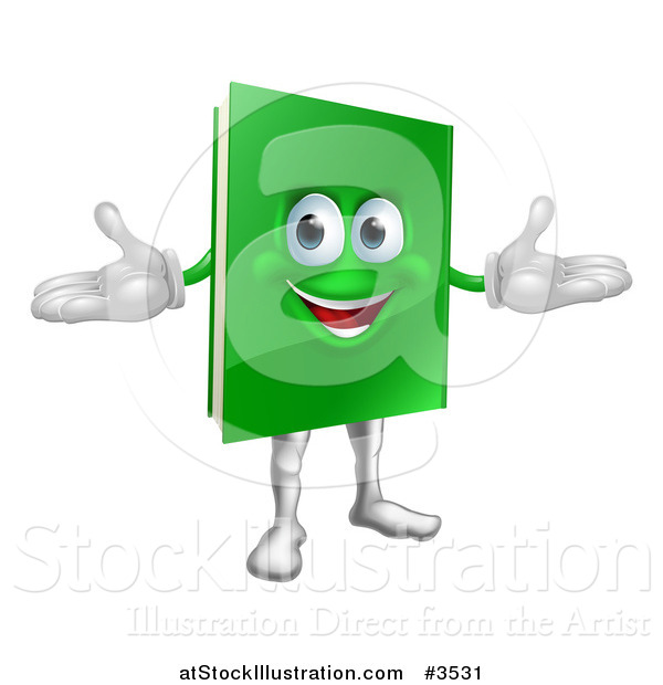 Vector Illustration of a Happy Green Book Mascot