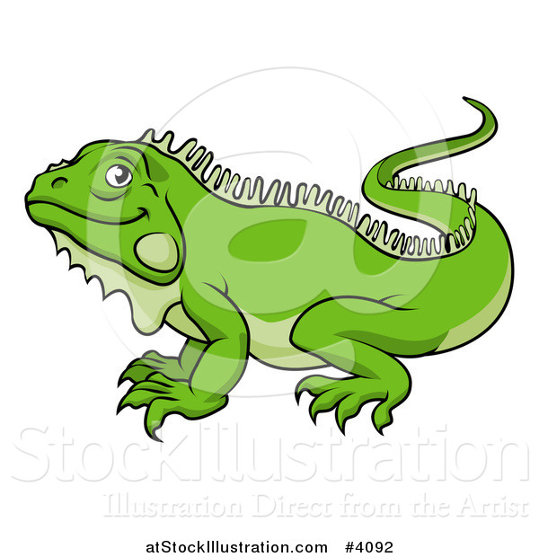 Vector Illustration of a Happy Green Iguana Lizard