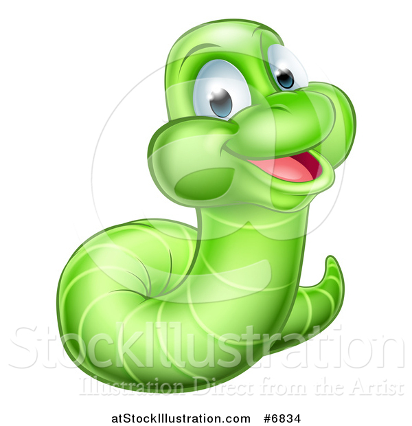 Vector Illustration of a Happy Green Worm