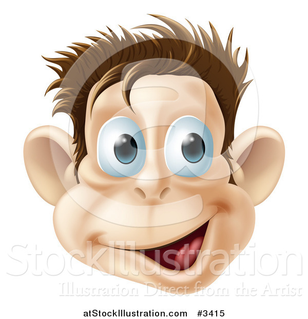 Vector Illustration of a Happy Laughing Monkey Face
