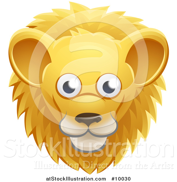 Vector Illustration of a Happy Male Lion Face Avatar