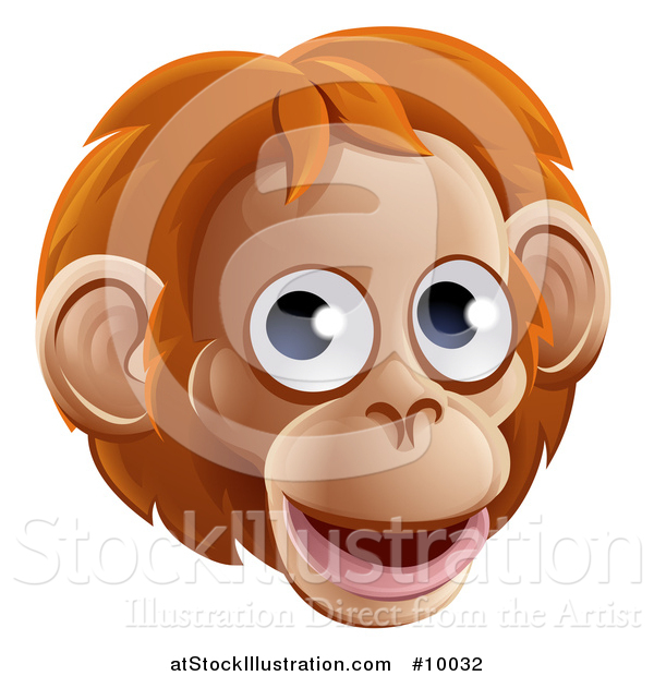 Vector Illustration of a Happy Orangutan Face Avatar